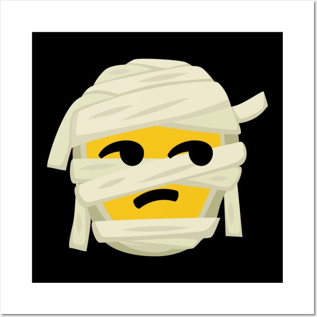 Mummy Emoji Smirk Face Costume Halloween Gift Wall Art by Blink_Imprints10